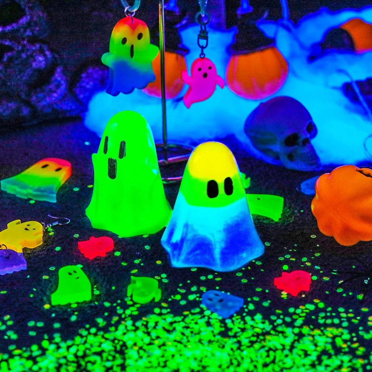 LET'S RESIN Ghost Shape Resin Earring Molds, Silicone Molds for Epoxy Resin with Earring Accessories, Jump Rings, Epoxy Resin Molds for DIY Keychain, Halloween Decoration