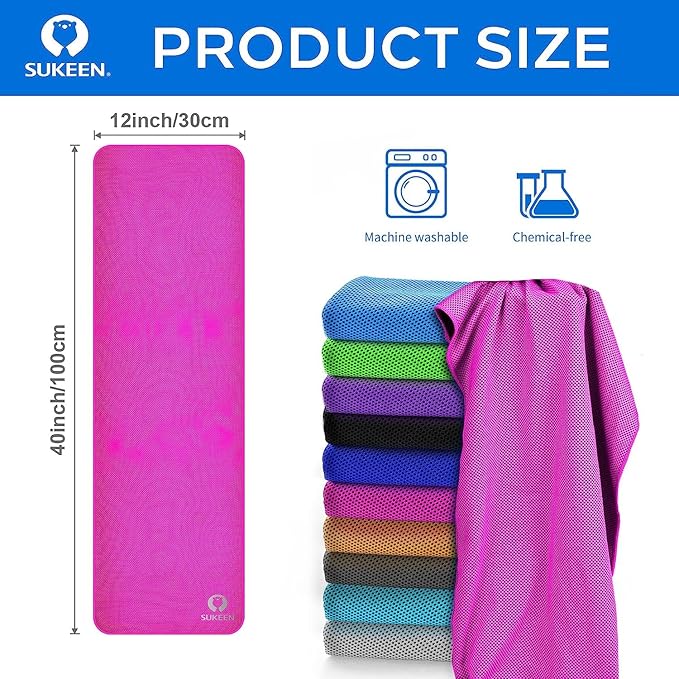 Sukeen Cooling Towel (40"x12"),Ice Towel,Soft Breathable Chilly Towel,Microfiber Towel for Yoga,Sport,Running,Gym,Workout,Camping,Fitness,Workout & More Activities