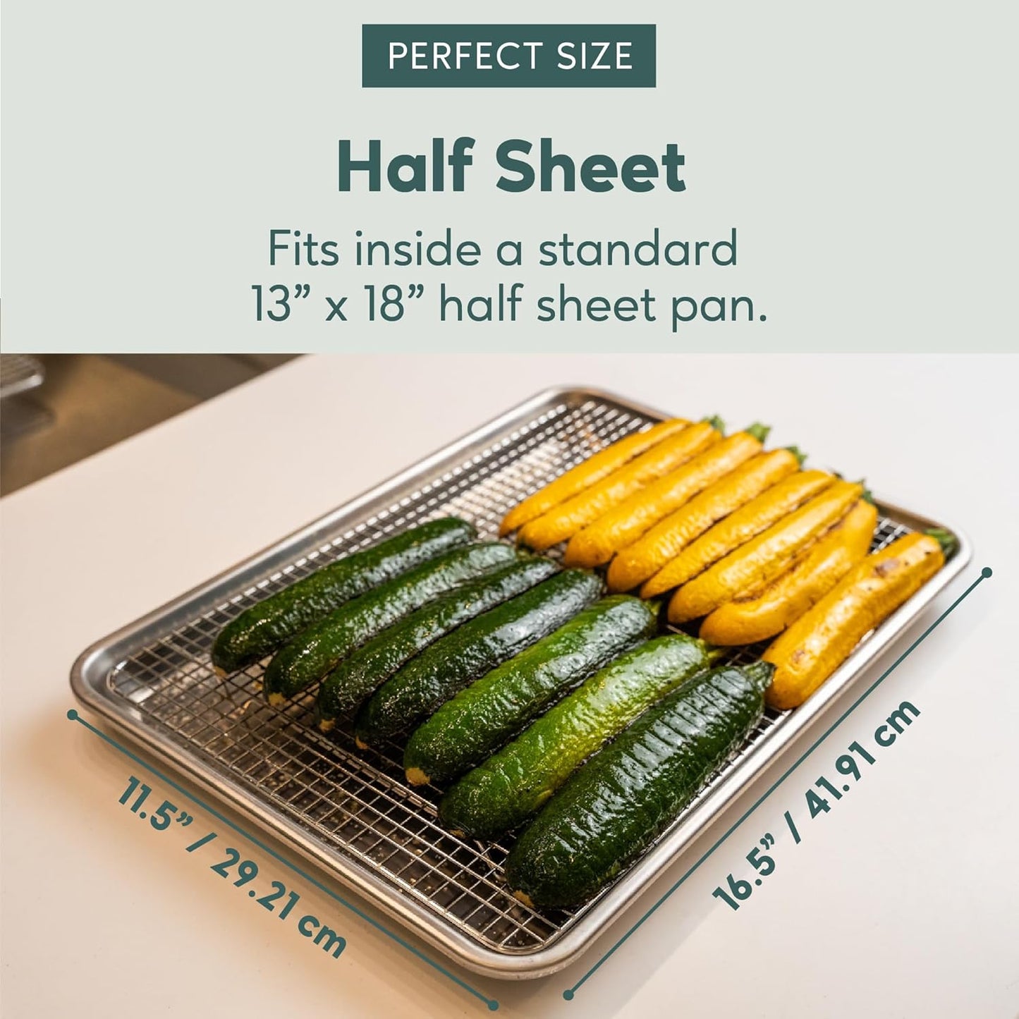 Ultra Cuisine Heavy Duty 100% Stainless Steel Cooling Rack for Cooking and Baking - Baking Rack & Wire Cooling Rack - Fits Half Sheet and Jelly Roll Sheet Pans - 11.5''x16.5'' & 10''x14.75''