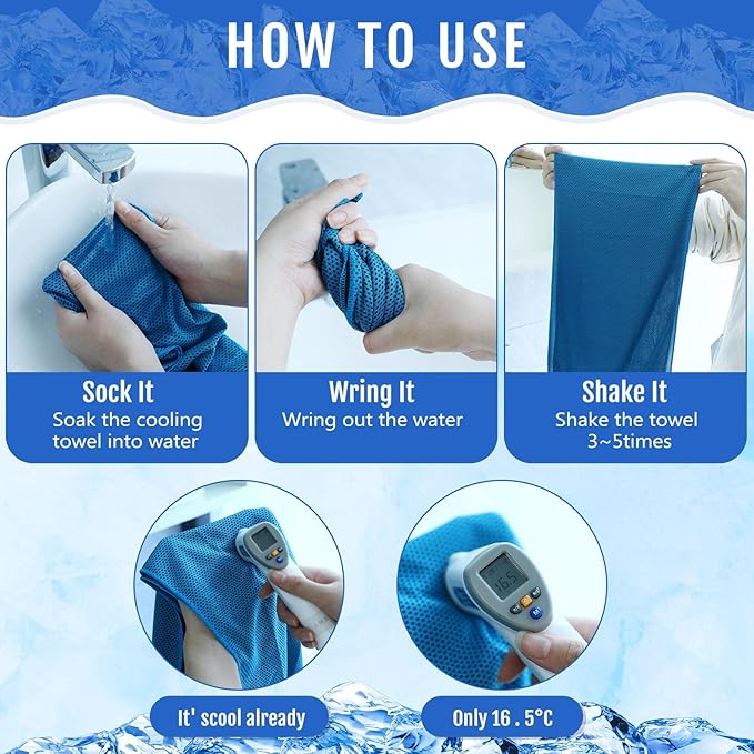 Hosuly 30 Pack Cooling Towels, 40"x12" Ice Breathable Soft Chilly Sweat Rag Microfiber Workout Rags for Gym Cooling Towels for Neck and Face for Yoga Golf Sport Running