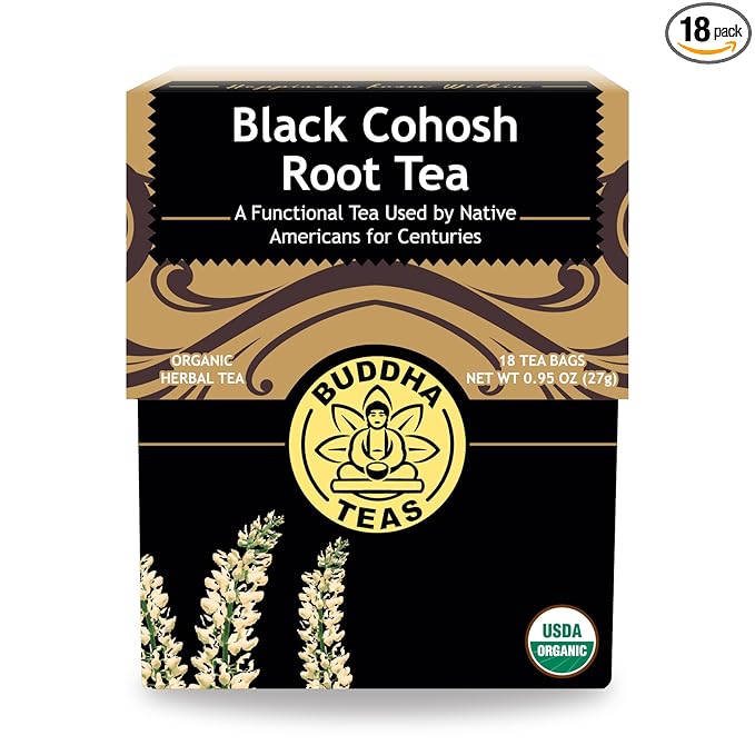 Buddha Teas Organic Black Cohosh Root Tea - OU Kosher, USDA Organic, CCOF, 18 Bleach-Free Tea Bags