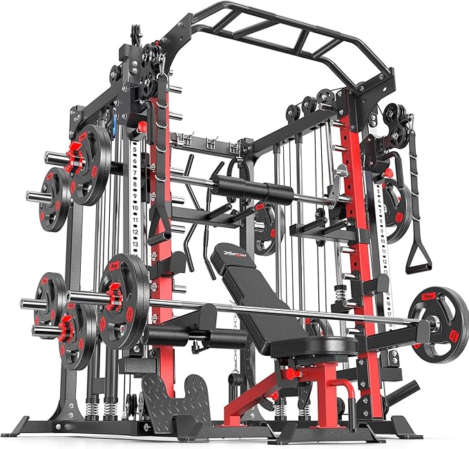 Power Cage,1600lbs Multi-Function Power Rack with Adjustable Cable Crossover System and More Training Attachment, Weight Cage for Home Gym