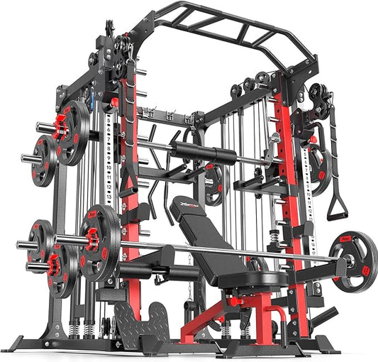 Power Cage,1600lbs Multi-Function Power Rack with Adjustable Cable Crossover System and More Training Attachment, Weight Cage for Home Gym