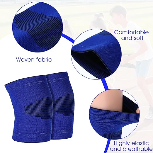 2 Pairs Kids Knee Sleeve, Knee Brace, Youth Knee Compression Sleeve Child Knee Pads Children Knee Support Boys & Girls for Volleyball Basketball Gymnastics Sports(Blue,Black)