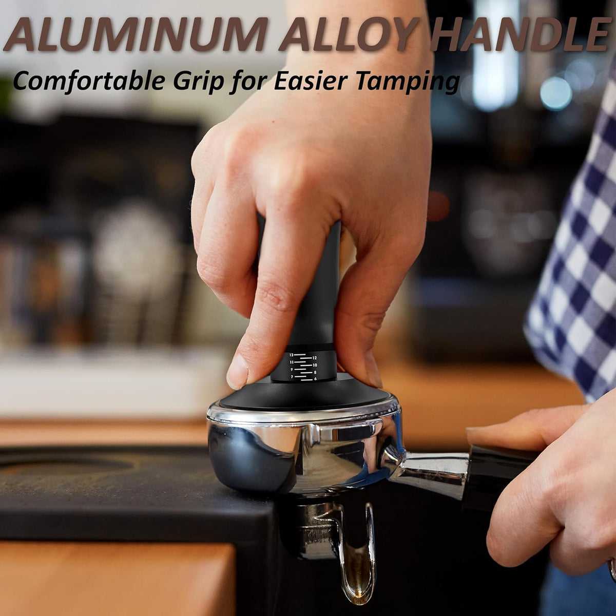 51mm Espresso Tamper with Precise Scales, Adjustable Constant Pressure Coffee Tamper for Espresso Machine, Spring-Loaded Auto-Return Espresso Accessories for Home Commercial Espresso Brewing