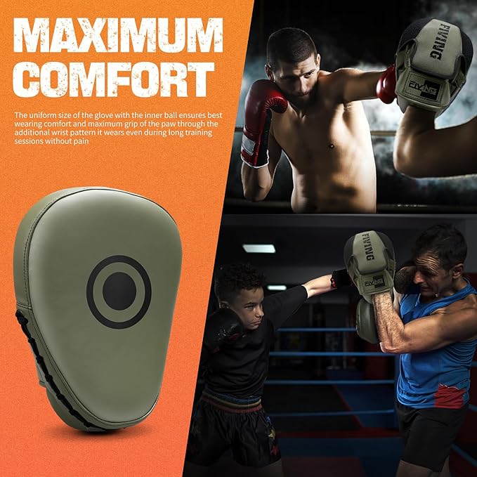 Boxing Pads for Men, Women, & Kids, Leather Focus Mitts for Martial Arts, Boxing Training, Curved Punch Mitts for Karate, Kickboxing,Muay Thai, Taekwondo