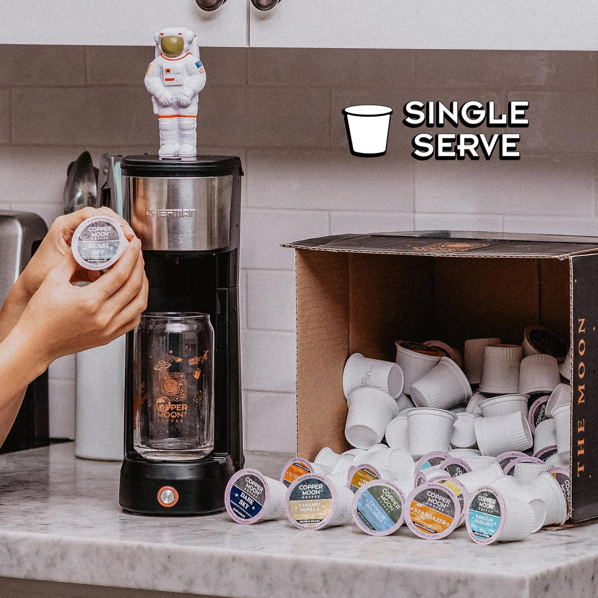 Copper Moon Single Serve Coffee Pods for Keurig K-Cup Brewers, Light Roast, Bean Me Up Blend, 72 Count