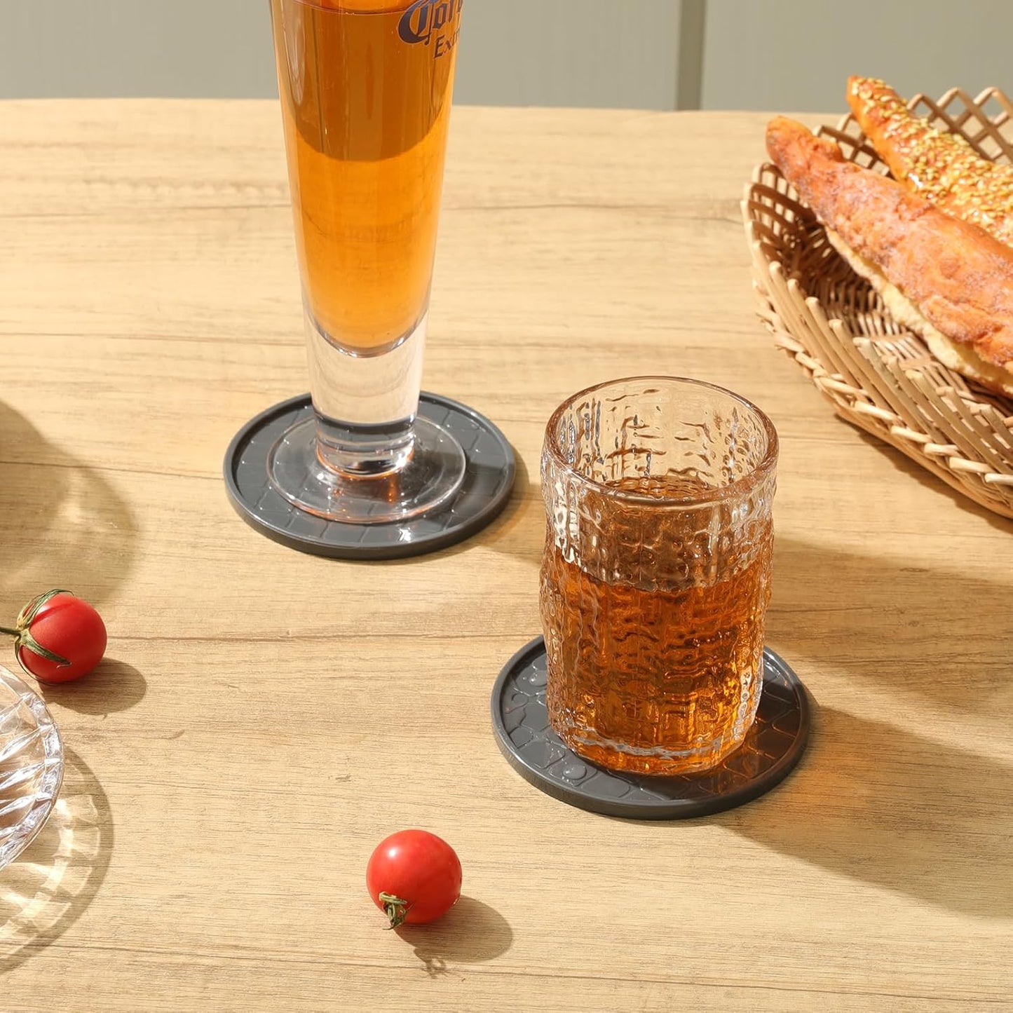 Coasters,Drink Coasters Set of 8 with Holder (Gray, 12pcs)