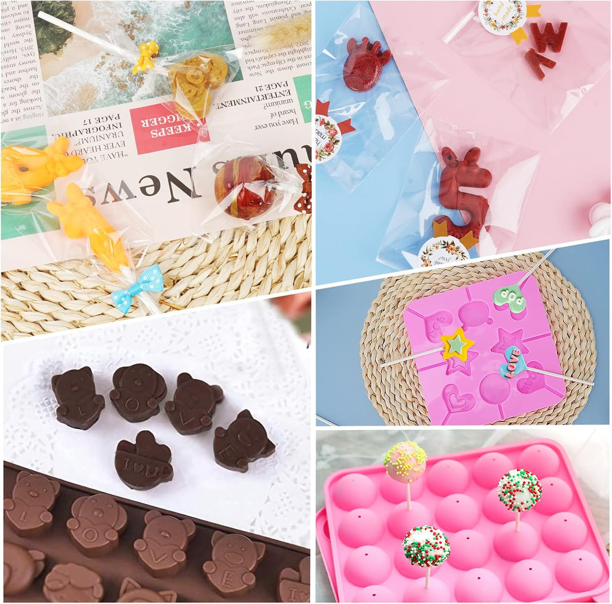 Cake Pop Maker Kit 618Pcs with 5 Silicone Mold Sets - 3 Tier Display Stand, Chocolate Candy Melting Pot,Piping Tips and Coupler, Measuring Cup, Muffin Cupcakes, Decorating Pen, Lollipop Sticks