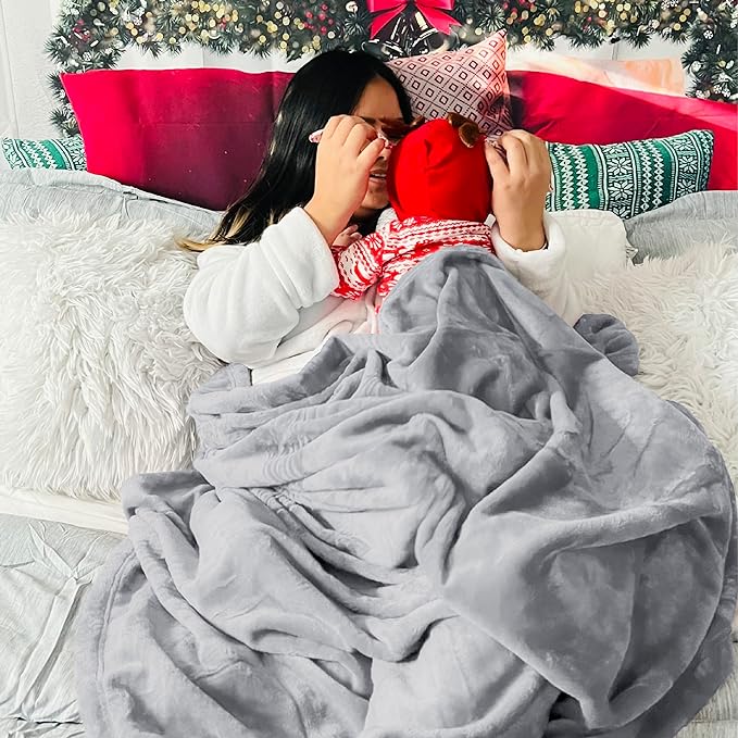 Bedsure Fleece Blankets King Size Light Grey - Bed Blanket Soft Lightweight Plush Cozy Fuzzy Luxury Microfiber, 108x90 inches