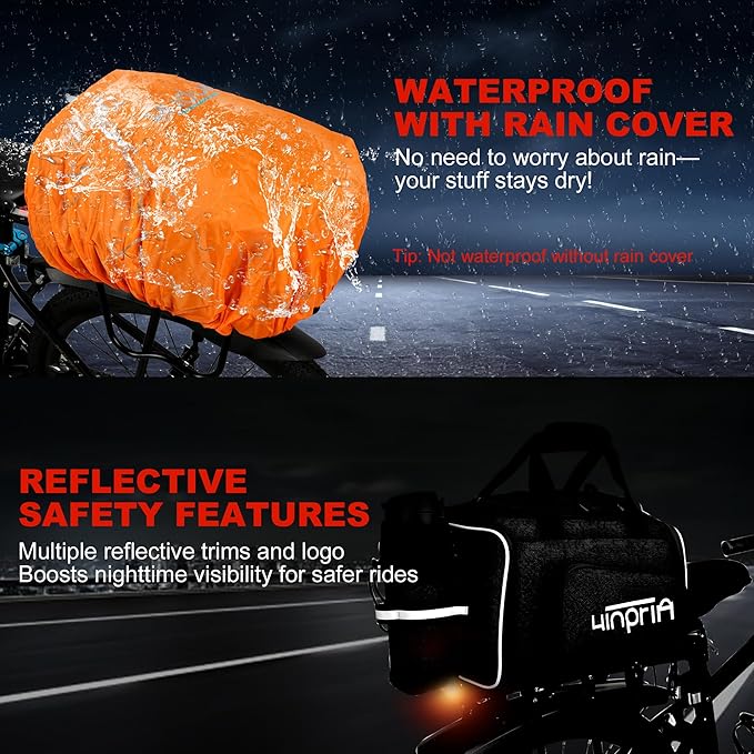 Bike Bags for Bicycle Rack Bags,18-20L Pannier Trunk Pannier with Rain Cover,Water Resistant Ebike Saddle Bag for Rear Rack handlebar Shoulder Bag for Commuter Travel Outdoor Cycling,900D
