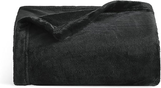 Bedsure Twin XL Fleece Blanket Dorm Bedding - Lightweight Soft Cozy Blankets for Bed, Sofa, Couch, Travel, Camping, Black, 66"x90"