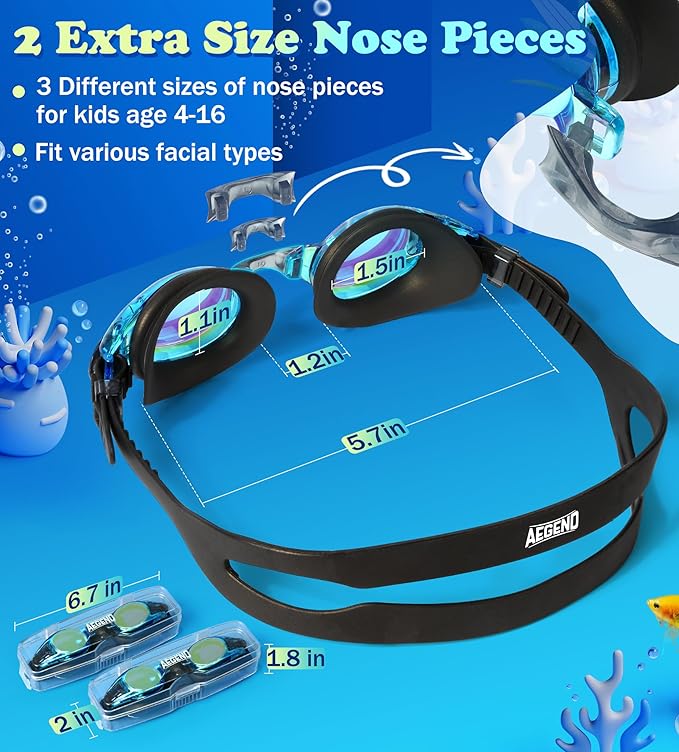 Aegend 2 Pack Kids Goggles, Swimming Goggles for Kids Age 4-16 Boys and Girls Youth, Anti-Fog Waterproof Anti-UV Pool Goggles