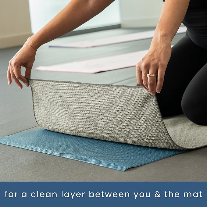 S&T INC. Yoga Mat Towel with Non-Slip Grip, Enhanced Silicone Grip, Soft and Absorbent for Gym, Pilates, and Hot Yoga Mat, 2 Pack, 24 inches x 72 inches, 340GSM, Pink and Grey