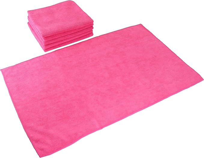 Arkwright Microfiber Gym Towel - Pack of 12 - Super Soft, Quick Dry Workout Sweat Towels, 300 GSM Lightweight & Absorbent for Sports, Working Out, Yoga, and Spa, 16 x 27 in, Hot Pink