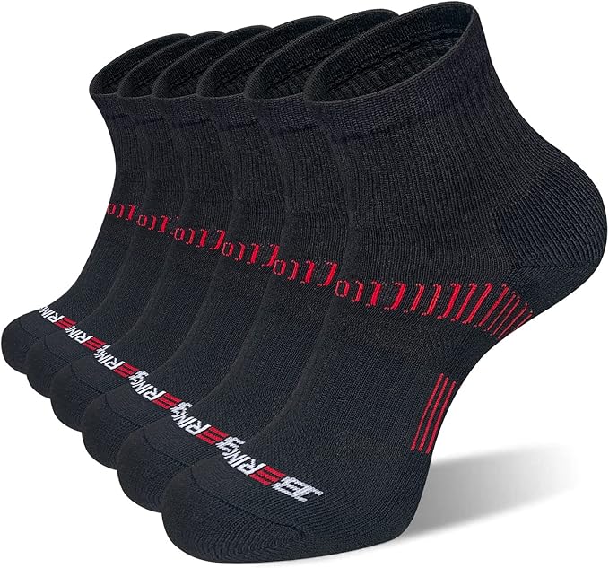 BERING Men's Athletic Ankle Socks Cushioned Quarter Running (6 Pairs)