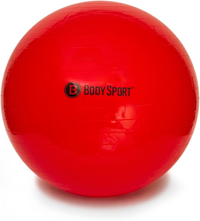 Body Sport Exercise Ball with Pump for Home, Gym, Balance, Stability, Pilates, Core Strength, Stretching, Yoga, Fitness Facilities, Desk Chairs