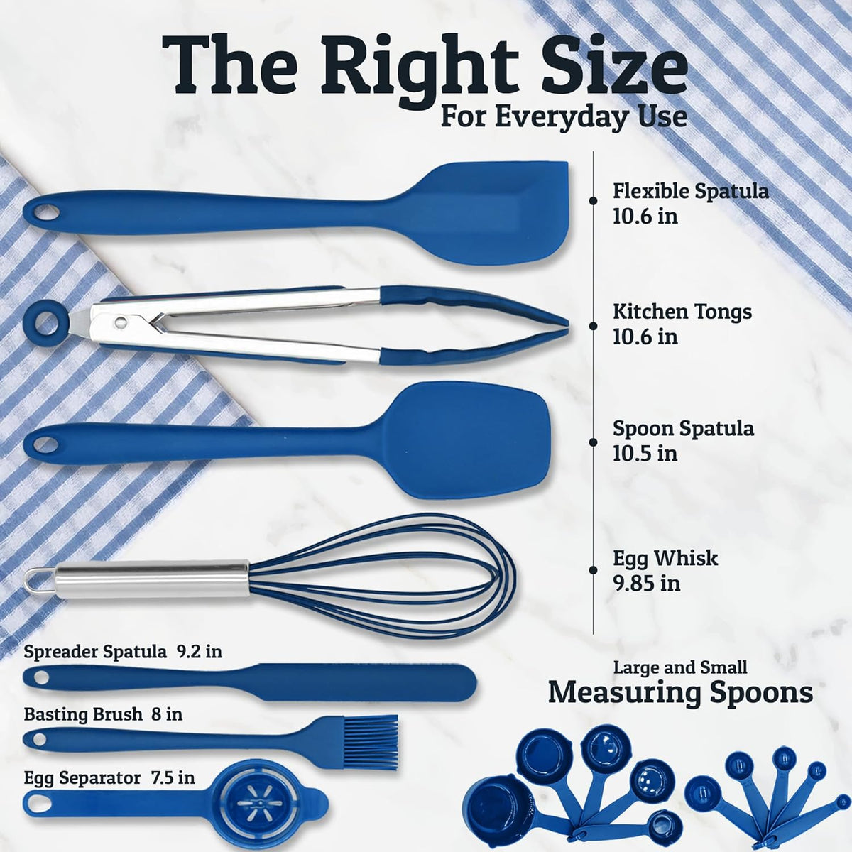 Priority Chef Stainless Steel Mixing Bowls with Lids Set - Premium 30Pcs with 6pc Metal Bowl Set for Kitchen, 3 Graters, Airtight Lids, Non-Slip Bases & Silicone Utensils, Blue