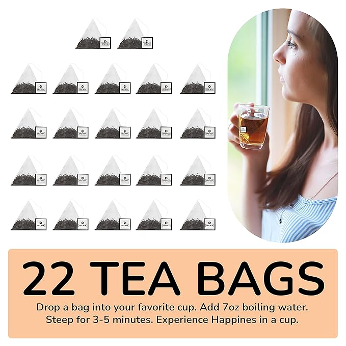 BREWIX, Darjeeling Golden Summer Tea From Himalayas (22 Pyramid Tea Bags) | High Grown in the Himalayas | Long Leaf Tea, Packed in Resealable Ziplock Pouch