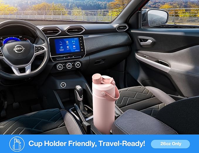 26 oz Insulated Water Bottle with 2-in-1 Straw and Spout Lid, Keep Cold 24H, Leak-Proof, Fits in Car Cup Holder, Stainless Steel Water Bottle for Sports, Travel, Gym, and School (Tidal Echo)