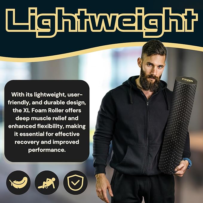 FitNation Foam Roller – High-Density Foam Muscle Roller – Textured Foam Rollers for Muscle Massage, Stretching, Pilates, Yoga