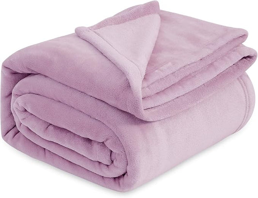 Bedsure Fleece Blankets Queen Size Lilac Lavender - Bed Blanket Soft Lightweight Plush Fuzzy Cozy Luxury Microfiber, 90x90 inches
