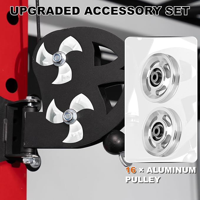 Wall Mounted Power Rack – 1600LB Capacity Compact Commercial Home Gym with Dual Cable Crossover, LAT Pulldown, Multi-Grip Pull-Up Bar & Landmine Attachment for Small Spaces, P67 Striker Red