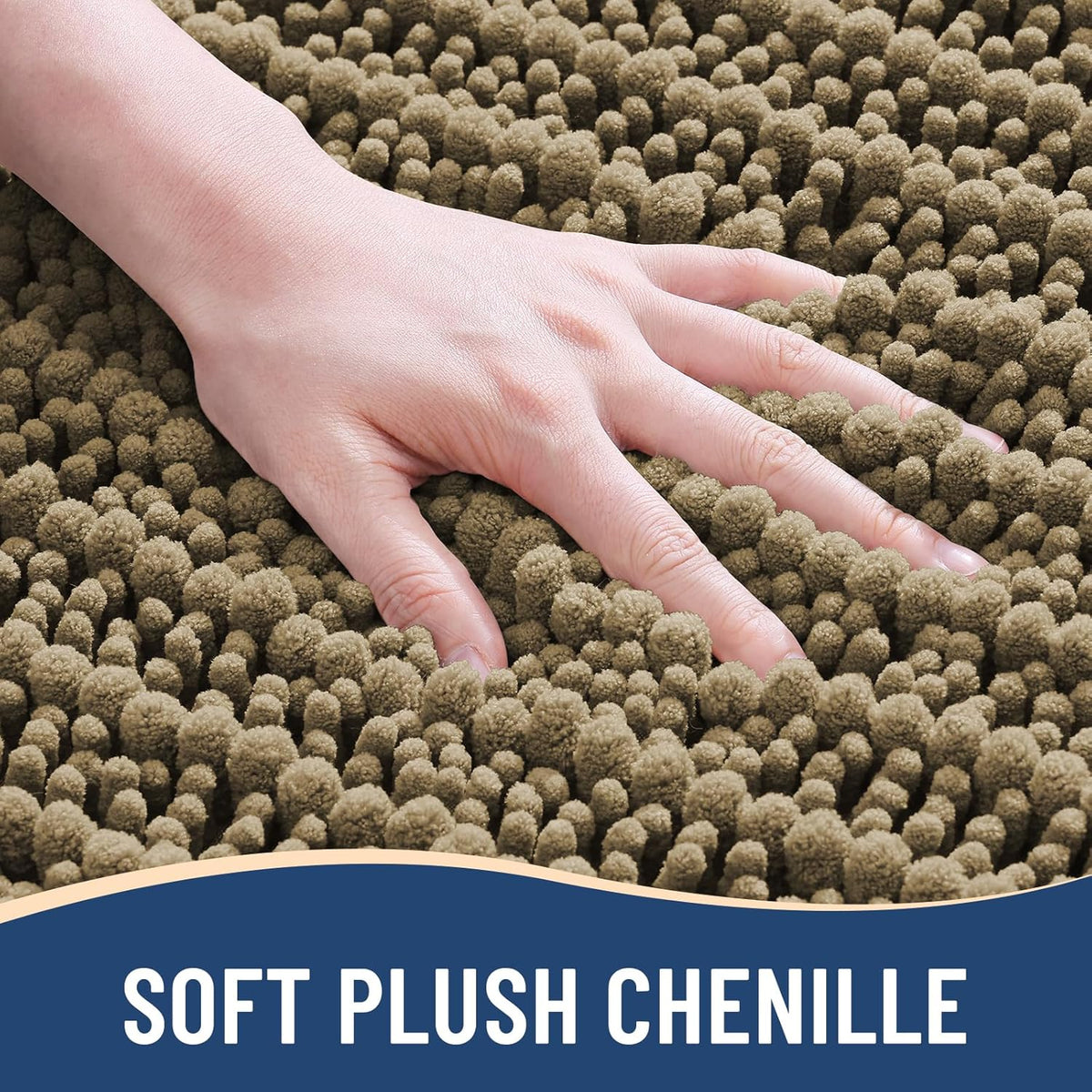 Arotive Luxury Chenille Bathroom Rug Mat, Extra Soft Thick Absorbent Shaggy Bath Rugs, Non-Slip Machine Wash Dry, Plush Bath Mats for Bathroom, Shower and Tub, 40x32, Camel