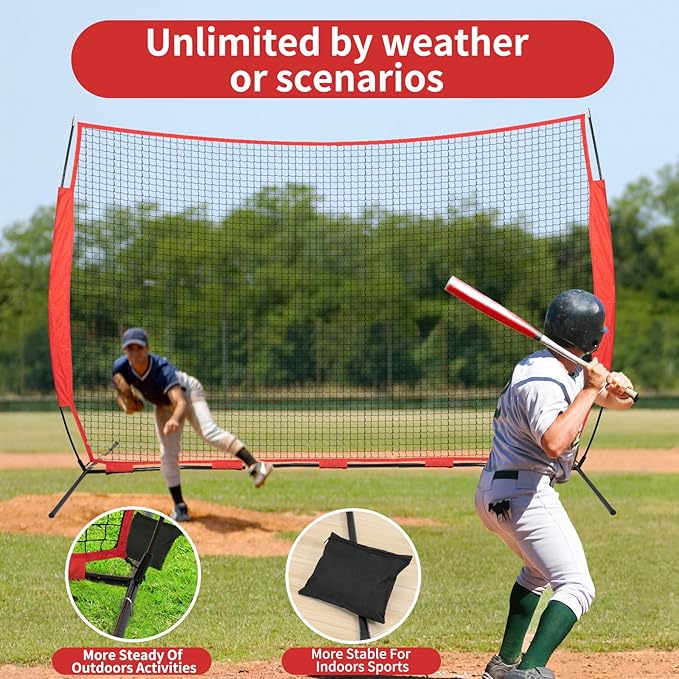 7x7/16x10/20x10ft Backstop Net, Ball Stop Net with Handbag,Fix Sports Net Barrier by 4 Spike&2 Sandbag,Sports Practice Barrier Net for Baseball,Softball,Lacrosse Train,Backstop Net for Backyard