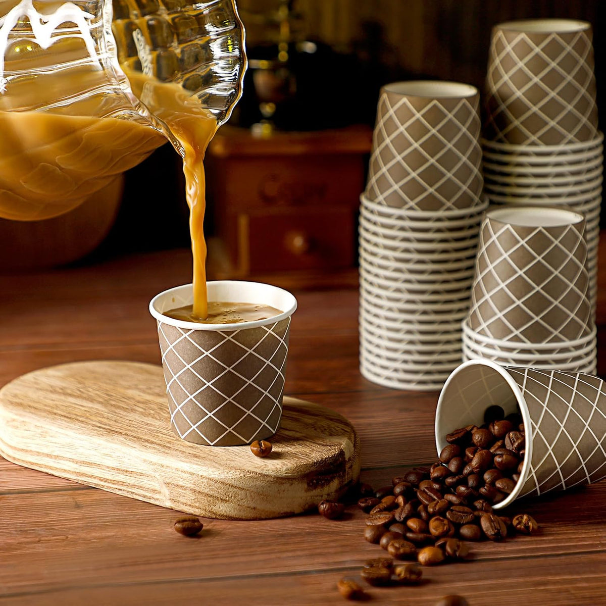 Rtteri 200 Pcs Count 3 oz Disposable Coffee Cups Disposable Espresso Cups Small Paper Cups 3 oz Cups for Coffee Tea Cocoa Juice Mini Paper Cups for Cafes Offices and Home