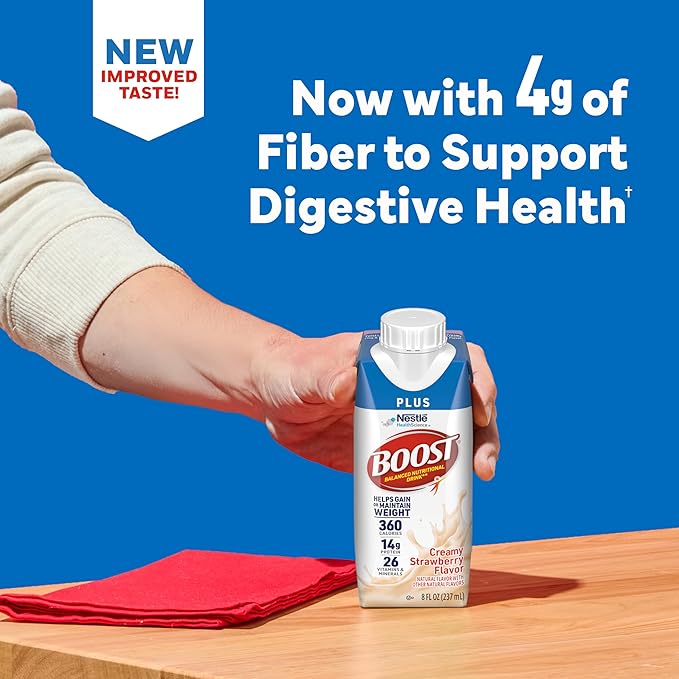 BOOST Plus Nutritional Drink, Creamy Strawberry, 8 Fl Oz (Pack of 24)