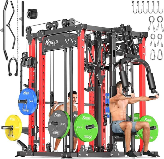 Power Cage,1600lbs Multi-Function Power Rack with Adjustable Cable Crossover System and More Training Attachment, Weight Cage for Home Gym