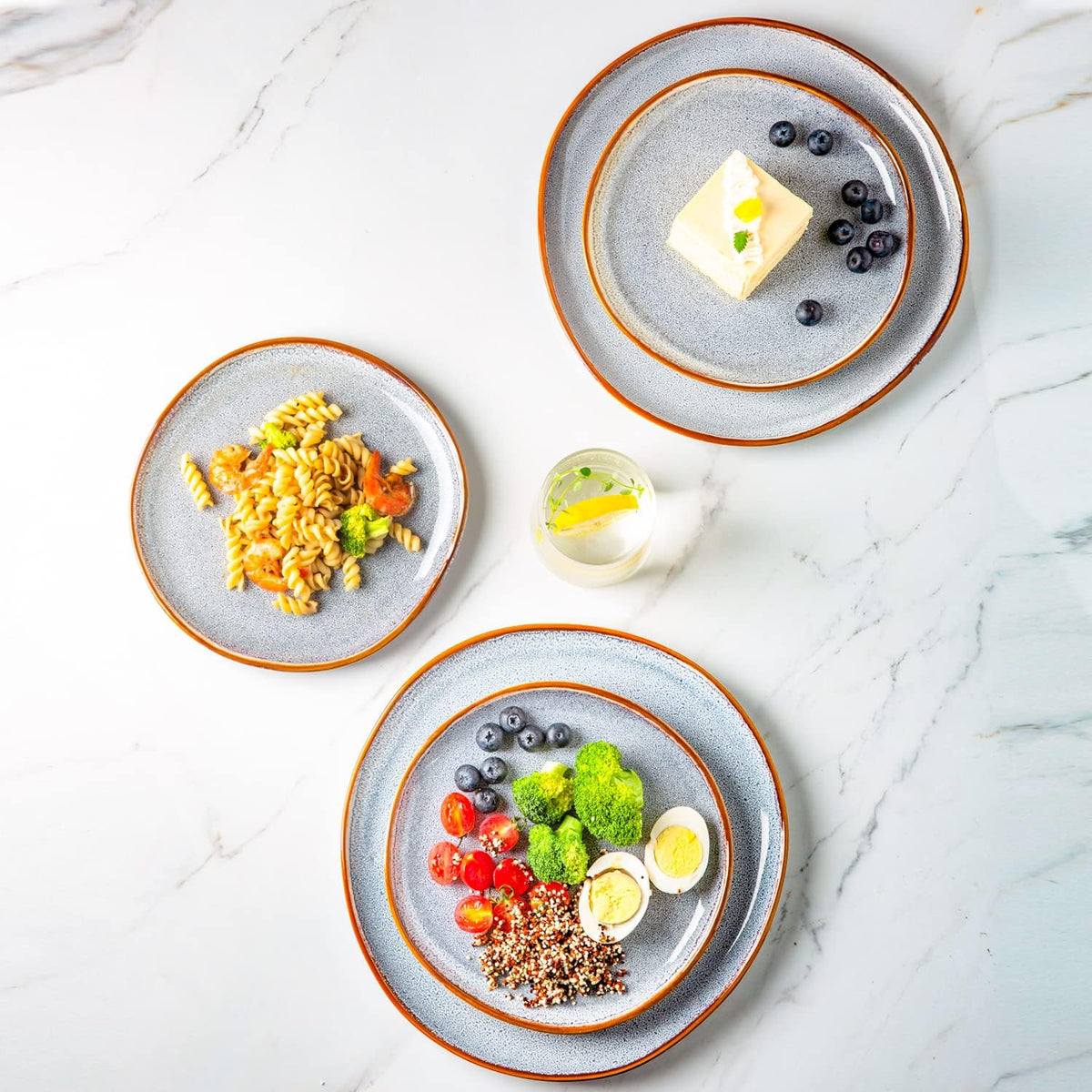 AmorArc Ceramic Dinner Plates Set of 4, 10.5 Inch Handmade Reactive Glaze Stoneware Plates, Large Rustic Shape Dinnerware Dish Set for Kitchen, Microwave & Dishwasher Safe, Scratch Resistant - Blue