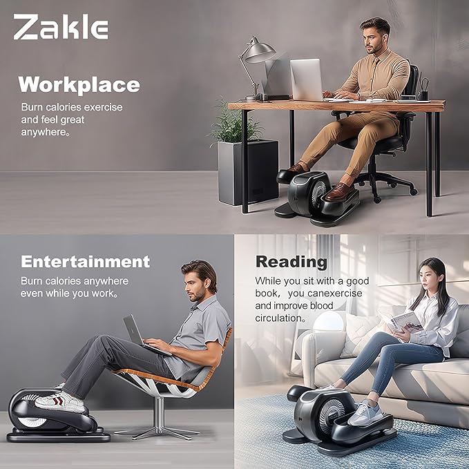 Zakle Ellipse Leg Exerciser as Seen on Tv for Seniors, Electric Under Desk Elliptical Machine w/Remote & 12 Speeds Level, Manual & Auto Mode, Quiet Seated Pedal Exerciser for Home Office