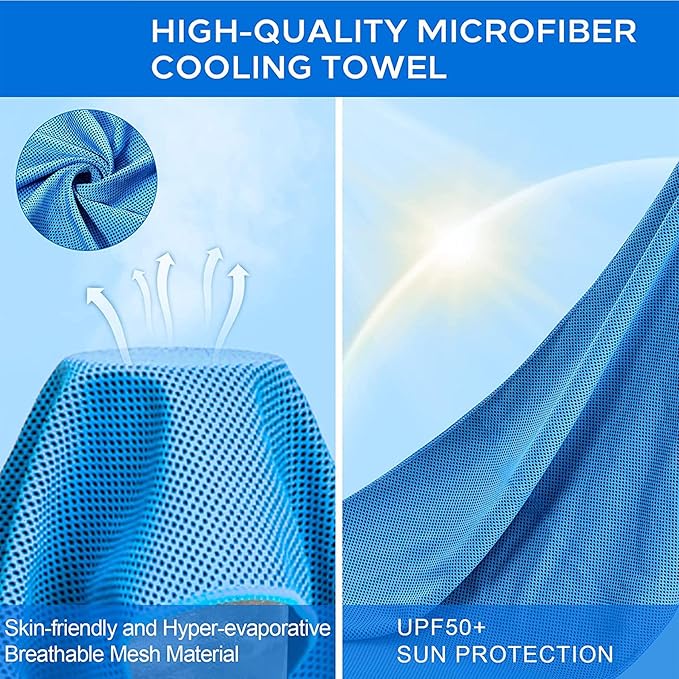 Sukeen Cooling Towel (40"x12"), Ice Towel Sets,Soft Breathable Chilly Towel,Microfiber Towel for Yoga,Sport,Running,Gym,Workout,Camping,Fitness,Workout & More Activities, 8 Pack