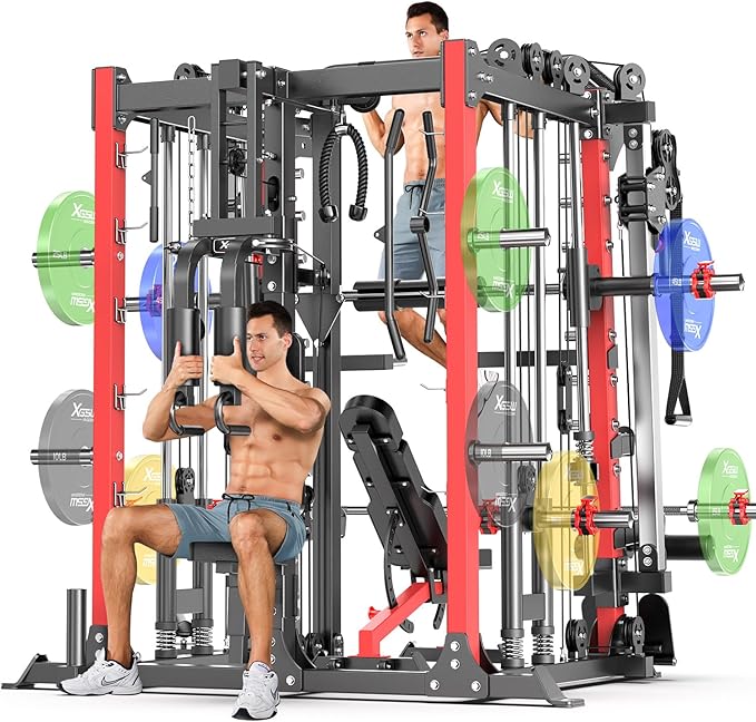 Power Cage,1600lbs Multi-Function Power Rack with Adjustable Cable Crossover System and More Training Attachment, Weight Cage for Home Gym