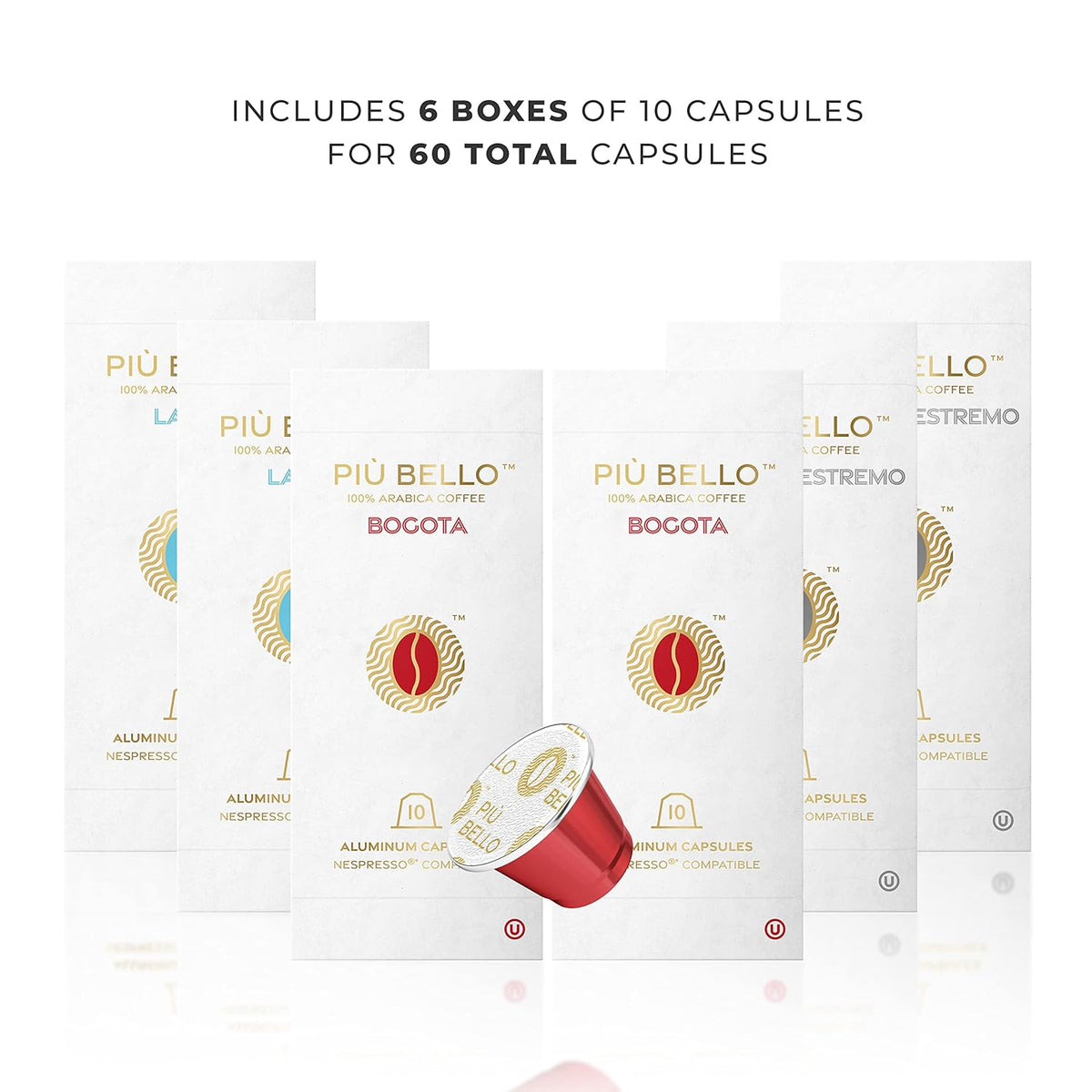 Piu Bello Espresso Coffee Pods for Nespresso Original Machines – Variety Pack – Compatible Capsules with 3 Intense Flavors – Dark Roast, Low Acidity – Rich & Balanced Taste – Kosher (3-Flavor Multipack, 60 Count)