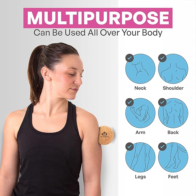 Physical Massage Therapy Lacrosse Ball Set Ideal for Yoga Deep Tissue Massage Trigger Point Therapy and Myofascial Release Physical Therapy Equipment Back Foot Plantar Fasciitis (Cork)