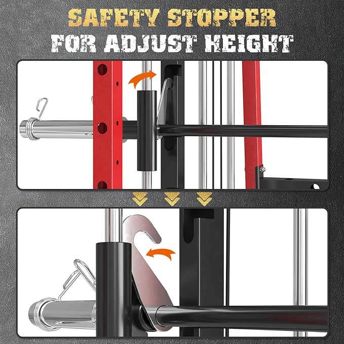 Smith Machine,2200 LBS Squat Rack for Home Gym with Dual Pulley System,Multifunctional Power Rack Cage for Strength Training with More Attachments