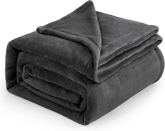 Bedsure Fleece Blankets King Size Dark Grey - Bed Blanket Soft Lightweight Plush Cozy Fuzzy Luxury Microfiber, 108x90 inches
