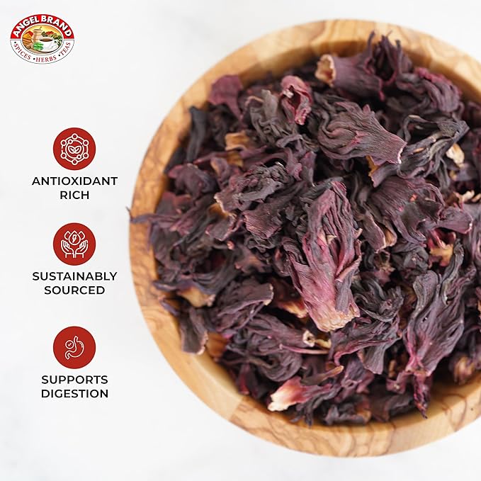 Angel Brand Dried Sorrel Hibiscus Flowers 4.5 oz Pouch Pack of 2 - Discover Rich Flavor & Aroma of Healthful Delights with Hibiscus Tea Loose Leaf - Enjoy Nutritious Beverages to Elevate Health
