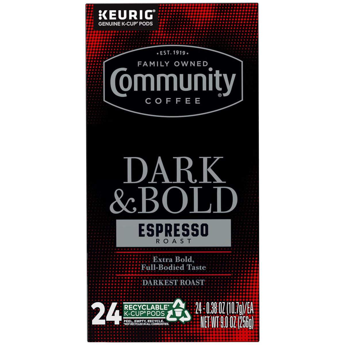 Community Coffee Dark & Bold Espresso Roast 96 Count Coffee Pods, Compatible with Keurig 2.0 K-Cup Brewers, 24 count (Pack of 4)