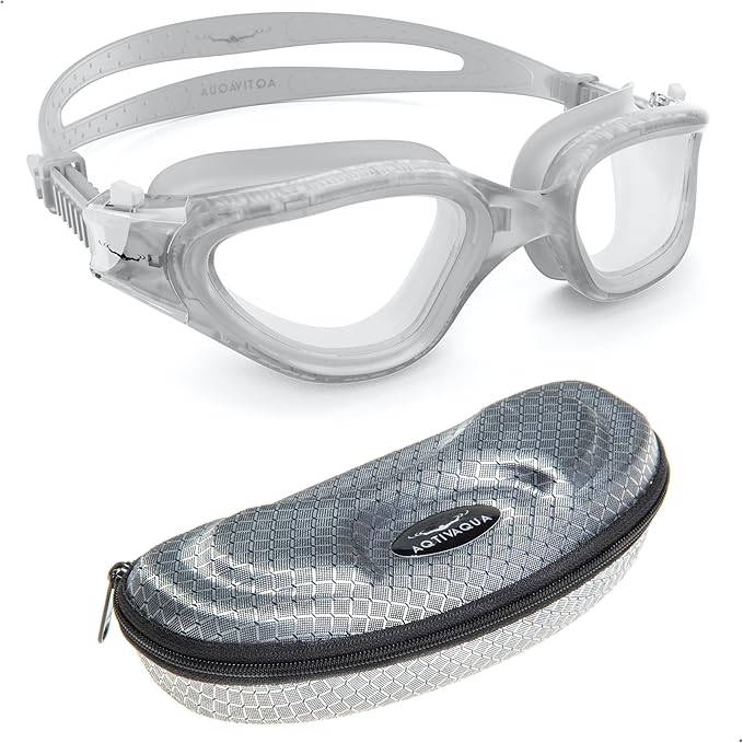 AqtivAqua Swimming Goggles, DX Wide View Swim Goggles for Adult Men Women, Anti Fog No Leaking