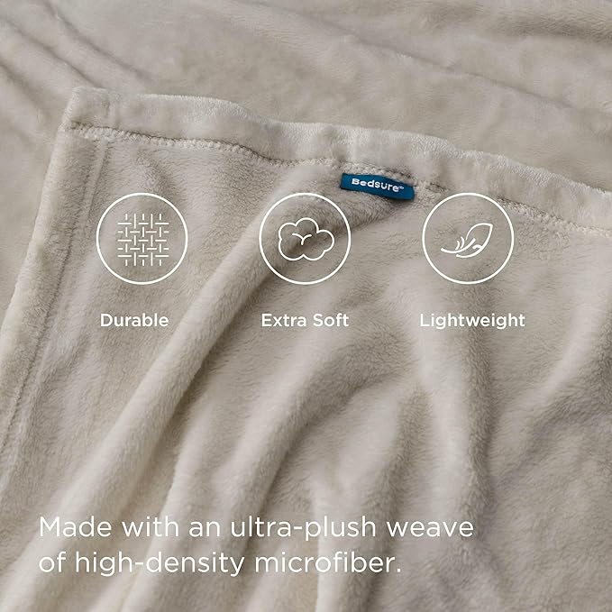 Bedsure Fleece King Size Blankets for Bed Oxford Tan - Soft Lightweight Plush Cozy Fuzzy Luxury Microfiber, 108x90 inches