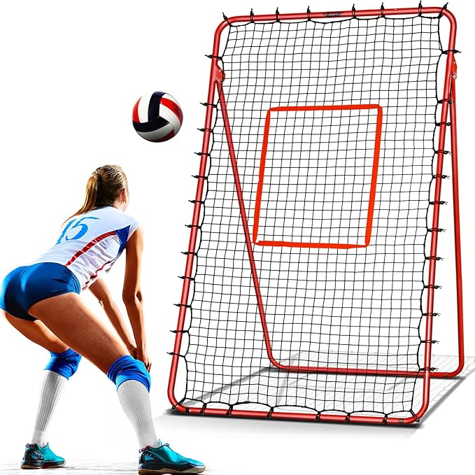 7x4FT Volleyball Rebounder Net,Angle Adjustable Volleyball Training Equipment for Hitting,Blocking,Serving,Setting, Easy Setup Volleyball Rebound Net, Portable Volleyball Trainer for Kids and Adults