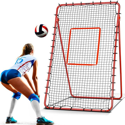 7x4FT Volleyball Rebounder Net,Angle Adjustable Volleyball Training Equipment for Hitting,Blocking,Serving,Setting, Easy Setup Volleyball Rebound Net, Portable Volleyball Trainer for Kids and Adults