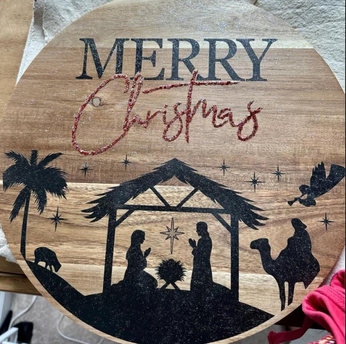 Christmas Stencils 12” Large Christmas Stencils for Crafts Reusable Christmas Stencil Holiday Drawing Templates for Door Hanger Porch Wreath Doormat Window Glass Decor(XMS Half R Stencil 03-14p)