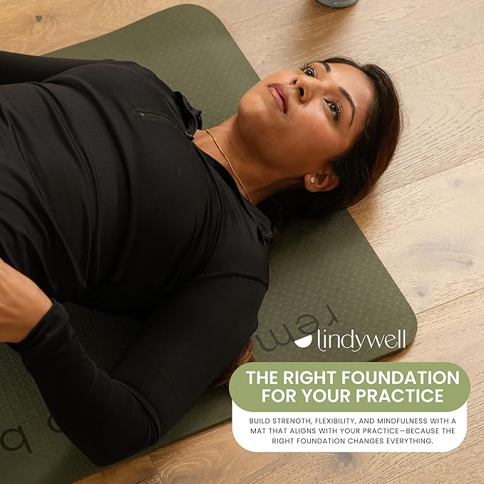 Lindywell Pilates Yoga Workout Mat Non Slip 6mm, 8mm, 10mm Thick - 6ft x 26in