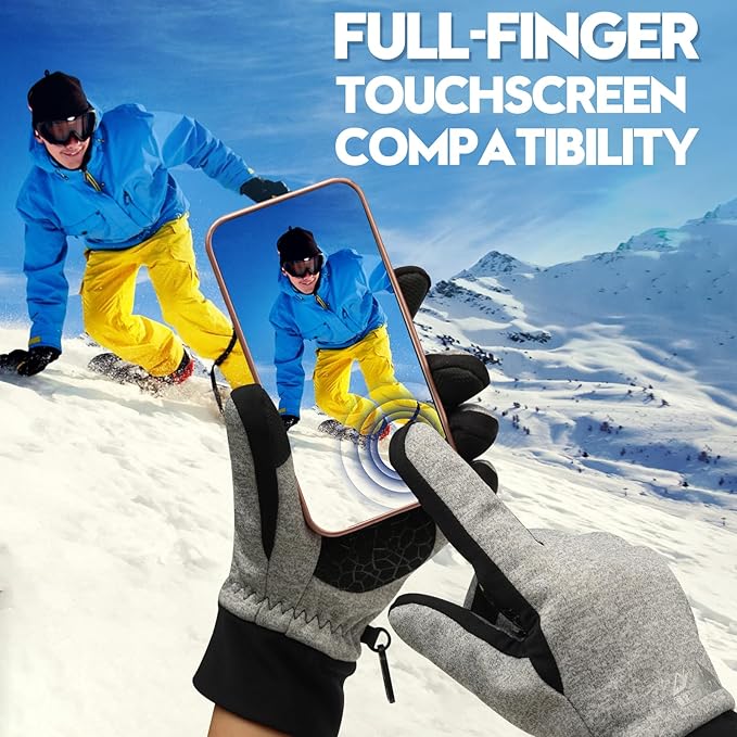 Bruvoalon Winter Gloves for Women & Men, 3M Thermal Insulation, Lycra Fabric, Windproof, Touchscreen, Anti-Slip, Cold Weather