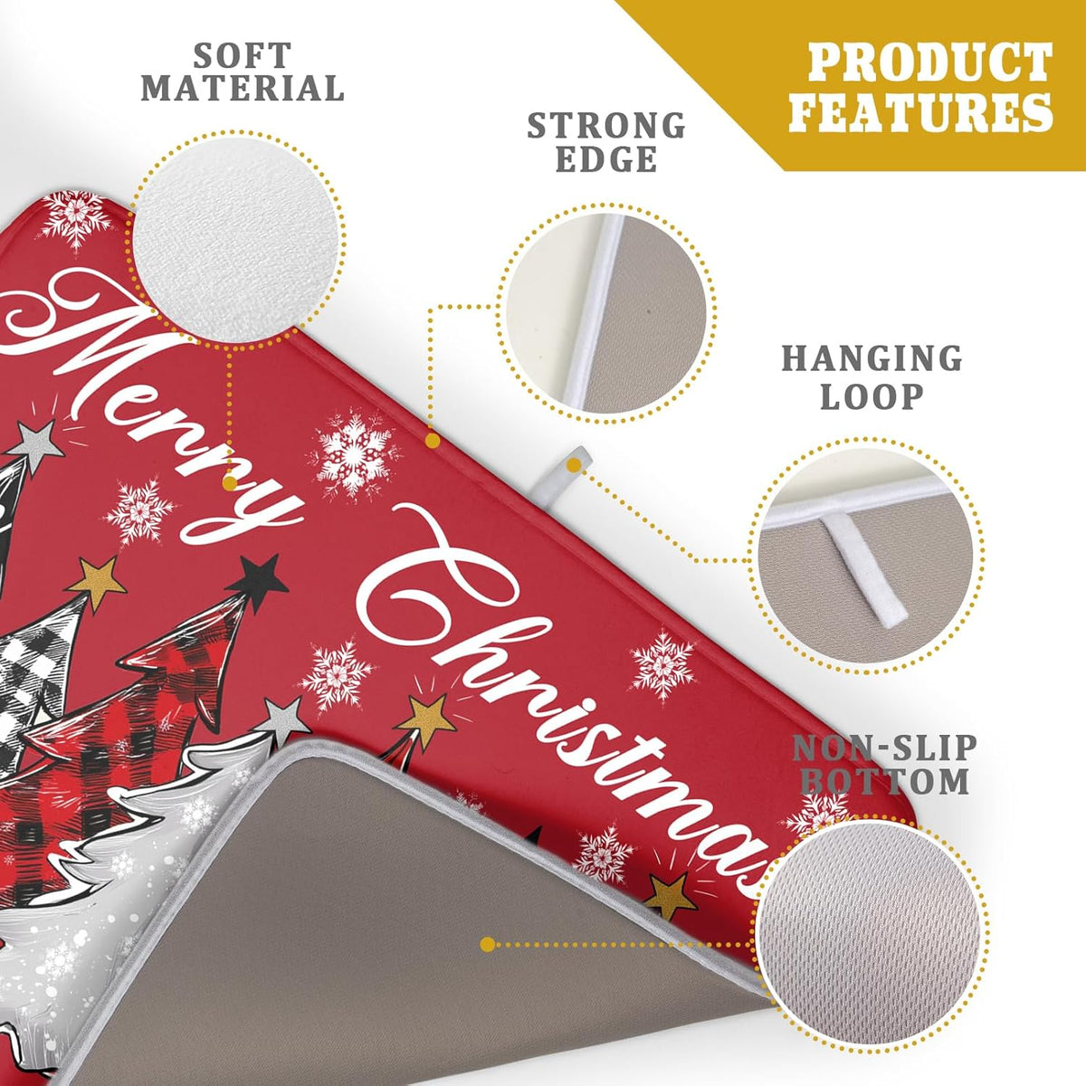 Merry Christmas Dish Drying Mats for Kitchen Counter 18x16 Inch Christmas Tree Snowflake Mat Xmas Buffalo Plaid Dish Rack Mat Reversible Absorbent Dishes Pad Kitchen Accessories for Counter tops